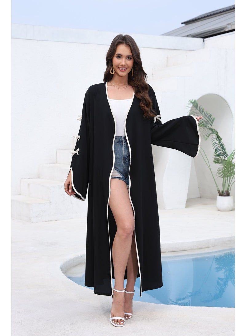 Front Open Abayas for Women Muslim Dress Dubai Prayer Clothes Long Sleeve Islamic Modest - Image 4